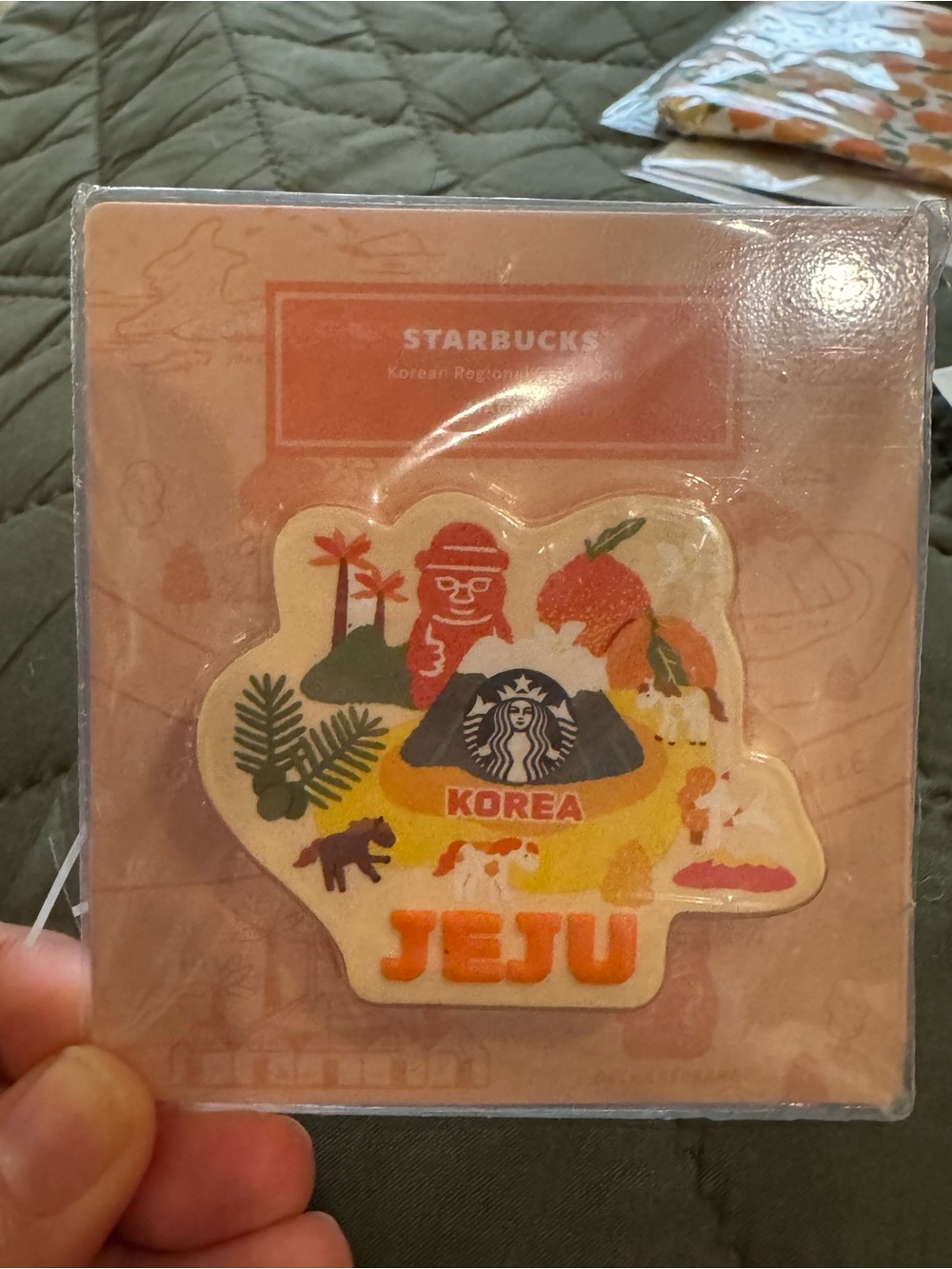 Starbucks Jeju Patch Pin in Orange, Yellow, Green, Brown Magnet